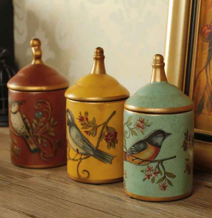 Painted Storage Jar Cans